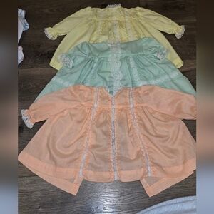 Pastel Baby Dresses Trio - Peach, Mint, Yellow